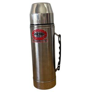 Vtg Uno-Vac Stainless Steel Thermos 1 Qt Unbreakable USA Insulated W Handle